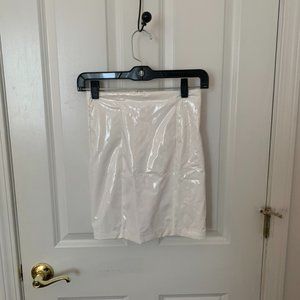 NBD White Latex Mini Skirt